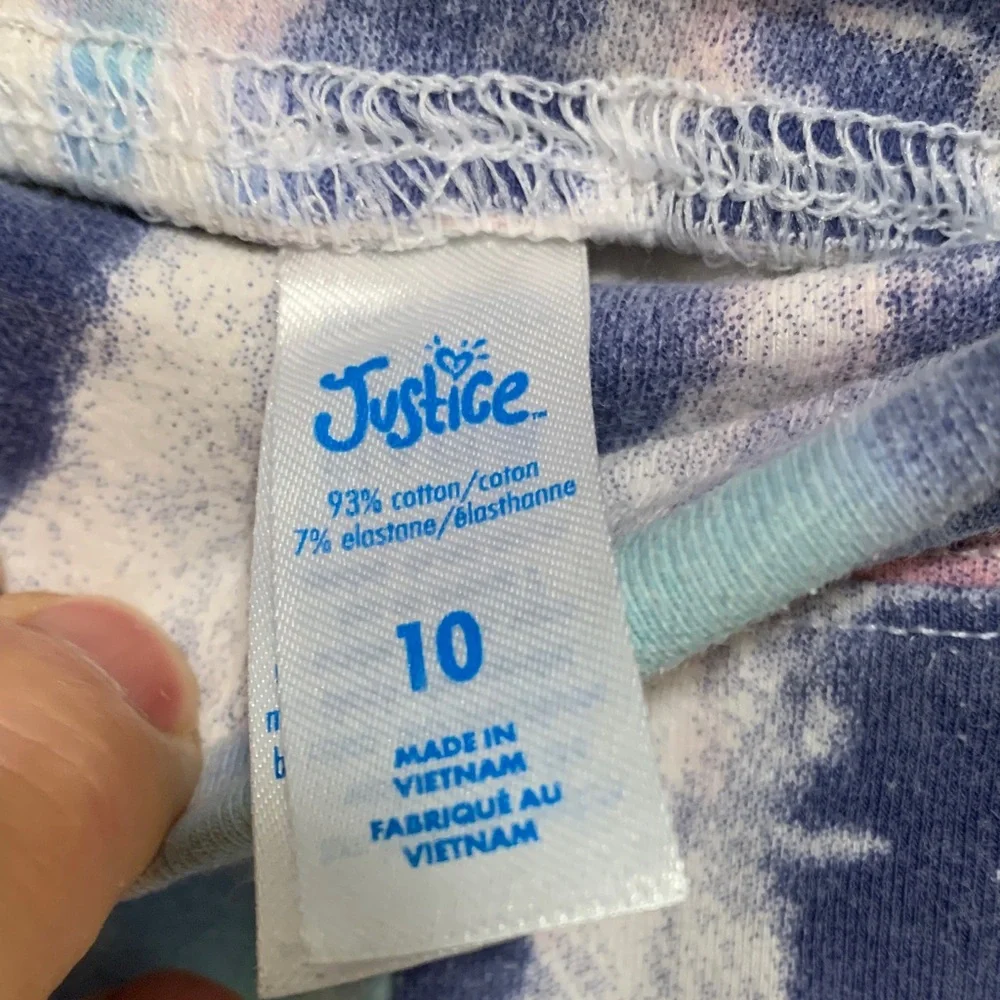 Stylish Justice Blue and White Tie-Dye Girl’s Leggings. Pre-owned. Size:10.